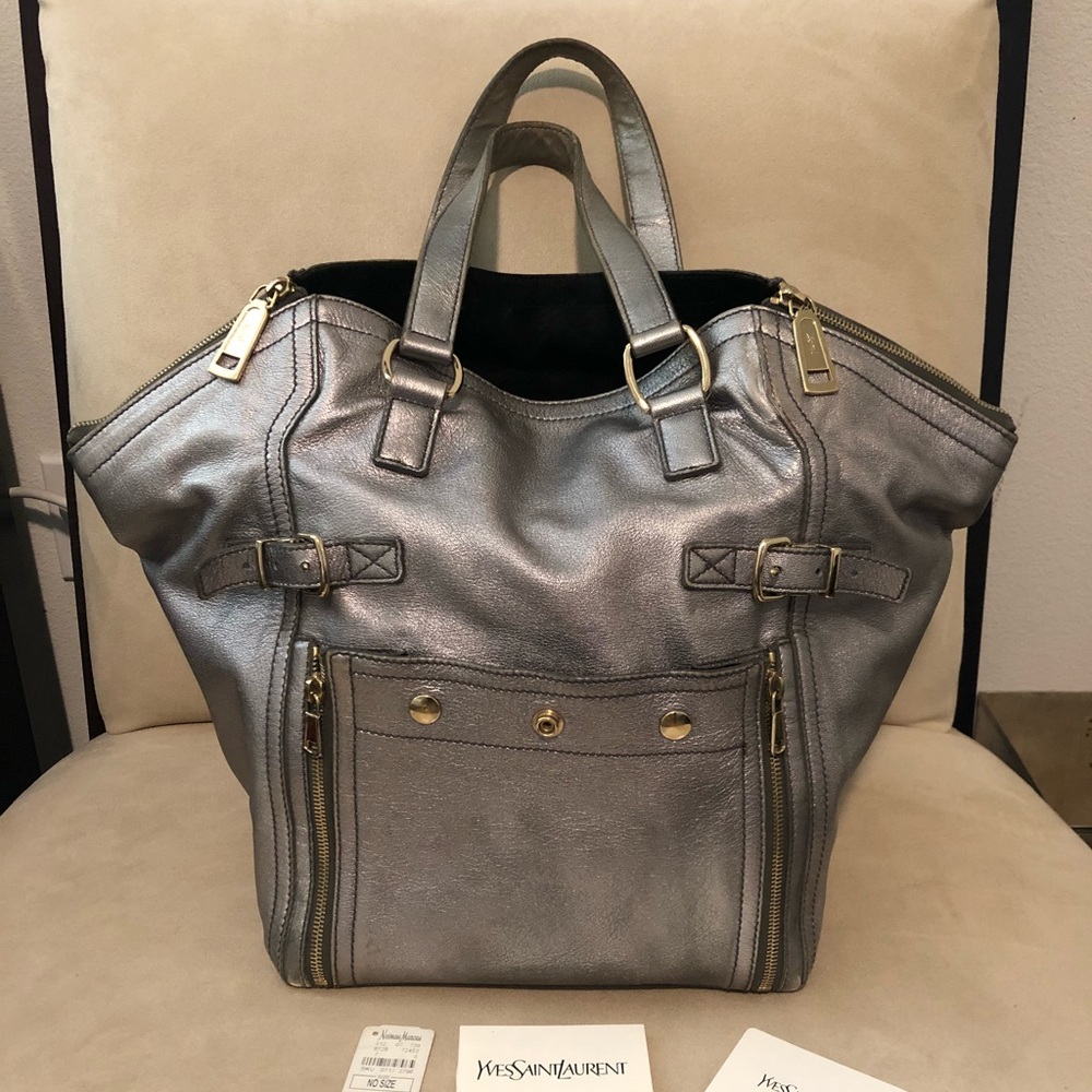 YSL SAC downtown Silver Handbag